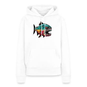 Piranha - Frauen Premium Bio Hoodie - Weiß - Vorne - Julia (174cm)