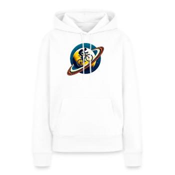 Cycliste sur Saturne - Sweat à capuche Premium bio Femme - blanc - Devant - Julia (174cm)