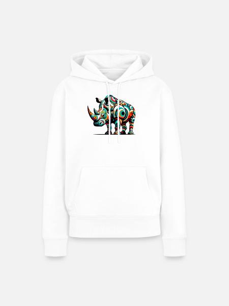 Nashorn - Frauen Premium Bio Hoodie - Weiß