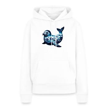 Phoque - Sweat à capuche Premium bio Femme - blanc - Devant - Julia (174cm)