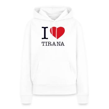 I LOVE TIRANA - Frauen Premium Bio Hoodie - Weiß - Vorne - Julia (174cm)