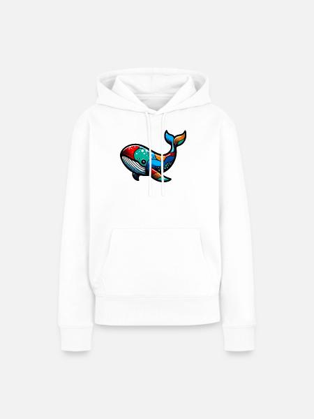 Wal - Frauen Premium Bio Hoodie - Weiß