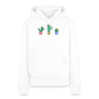 Cactus Trio - Sweat à capuche Premium bio Femme - blanc - Devant - Julia (174cm)
