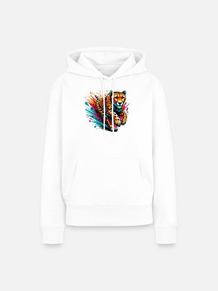 Gepard - Frauen Premium Bio Hoodie - Weiß