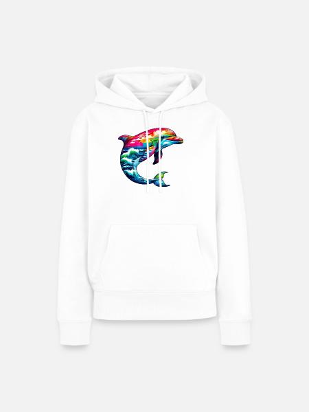 Delfin - Frauen Premium Bio Hoodie - Weiß