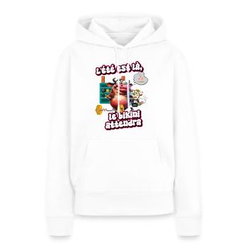L'été est là, le bikini attendra - Sweat à capuche Premium bio Femme - blanc - Devant - Julia (174cm)