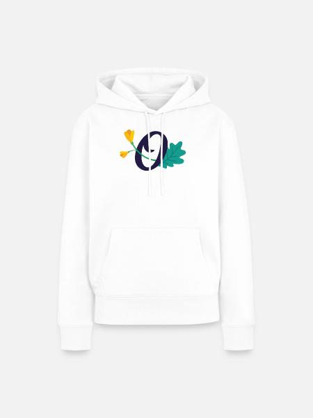 Eleganter Buchstabe 'O' mit Blumen - Frauen Premium Bio Hoodie - Weiß