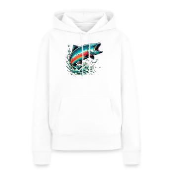 Lachs - Frauen Premium Bio Hoodie - Weiß - Vorne - Julia (174cm)