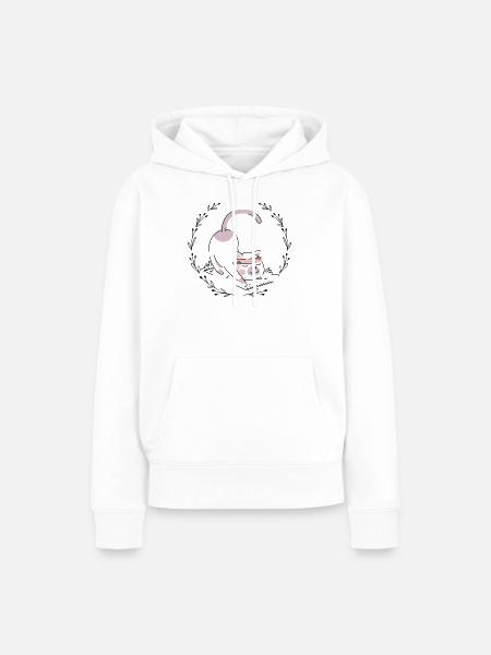 Rosa Welpe Augenbinde Charm - Frauen Premium Bio Hoodie - Weiß