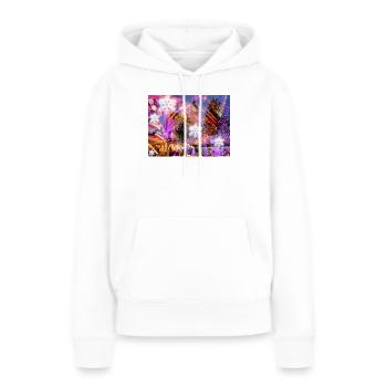 Marché de Noël impression, Joyeux Noël - Sweat à capuche Premium bio Femme - blanc - Devant - Julia (174cm)