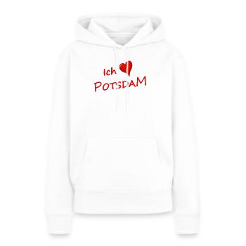 J’adore Potsdam - Sweat à capuche Premium bio Femme - blanc - Devant - Julia (174cm)