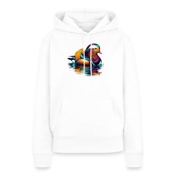 Canard mandarin - Sweat à capuche Premium bio Femme - blanc - Devant - Julia (174cm)
