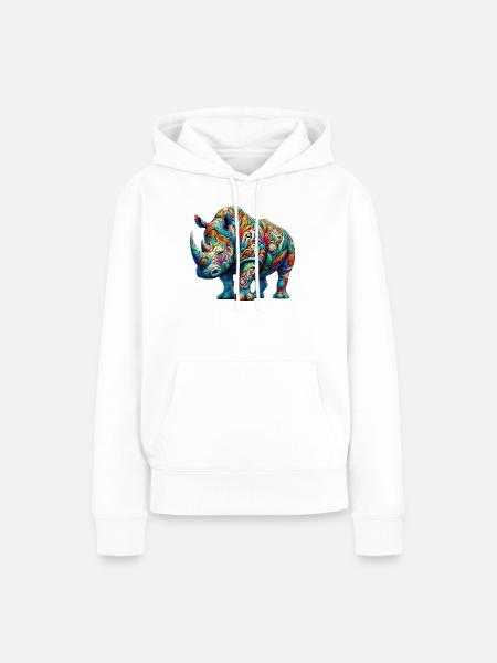 Nashorn - Frauen Premium Bio Hoodie - Weiß