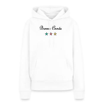 BONNE ANNEE. SAINT SYLVESTRE. NOUVELLE ANNÉE - Sweat à capuche Premium bio Femme - blanc - Devant - Julia (174cm)