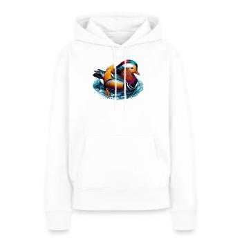Canard mandarin - Sweat à capuche Premium bio Femme - blanc - Devant - Julia (174cm)