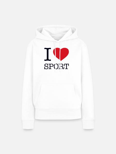 I LOVE SPORT - Frauen Premium Bio Hoodie - Weiß