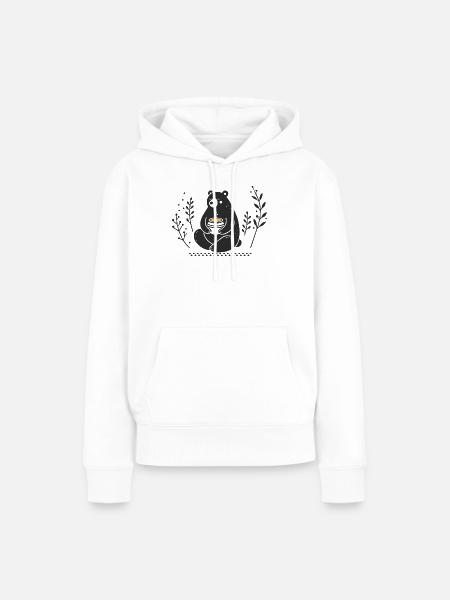 Braunbär mit Honigtopf – Liebevolle Illustration - Frauen Premium Bio Hoodie - Weiß