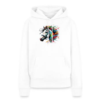 Cheval - Sweat à capuche Premium bio Femme - blanc - Devant - Julia (174cm)