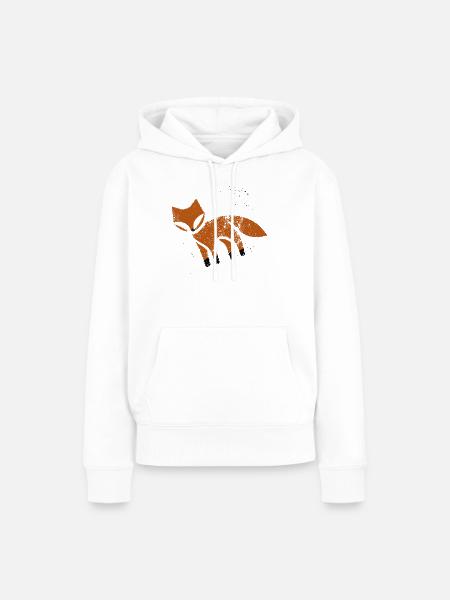 Rustikaler Fuchs im Stempel-Look - Frauen Premium Bio Hoodie - Weiß