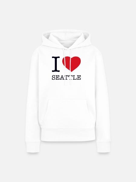 I LOVE SEATTLE - Frauen Premium Bio Hoodie - Weiß