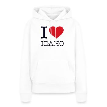 J’ADORE L’IDAHO - Sweat à capuche Premium bio Femme - blanc - Devant - Julia (174cm)