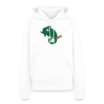 Lui das Chamäleon, dreifarbig - Frauen Premium Bio Hoodie - Weiß - Vorne - Julia (174cm)