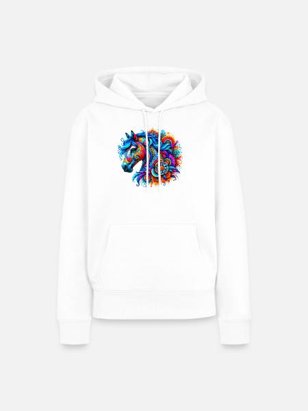 Pferd - Frauen Premium Bio Hoodie - Weiß