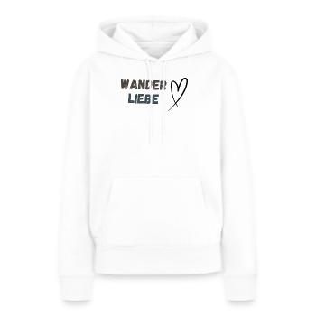 Schriftzug Wanderliebe und Herz, schlicht - Frauen Premium Bio Hoodie - Weiß - Vorne - Julia (174cm)