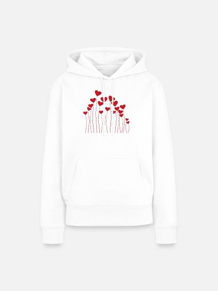 Herzstängel-Blumenlandschaft - Frauen Premium Bio Hoodie - Weiß