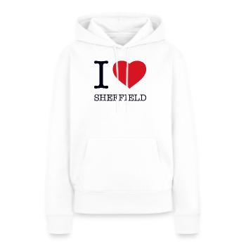 J’ADORE SHEFFIELD - Sweat à capuche Premium bio Femme - blanc - Devant - Julia (174cm)