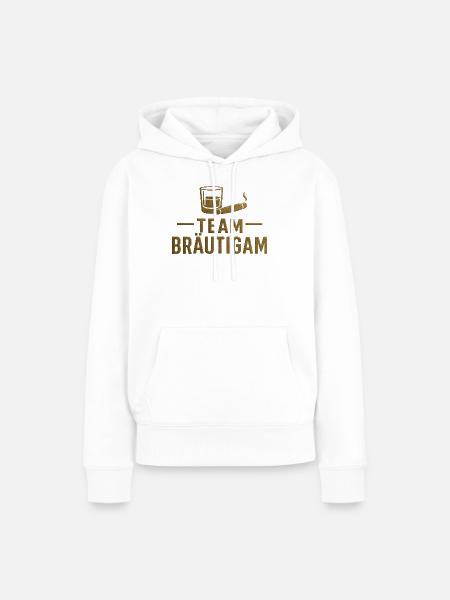 Bräutigam Team Gold Glanz - Frauen Premium Bio Hoodie - Weiß