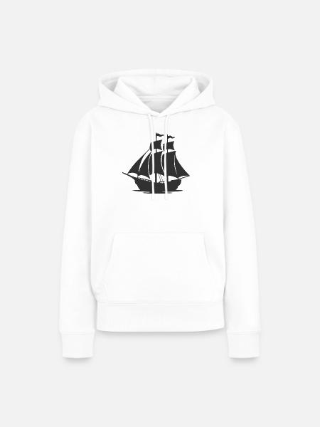 Mysteriöse Silhouette eines Segelschiffs - Frauen Premium Bio Hoodie - Weiß