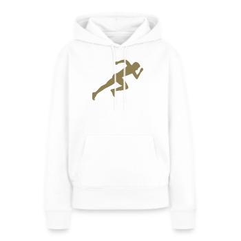 Silhouette minimaliste Sprinter Sprint - Sweat à capuche Premium bio Femme - blanc - Devant - Julia (174cm)