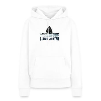 I love Winter Baum mit - Frauen Premium Bio Hoodie - Weiß - Vorne - Julia (174cm)