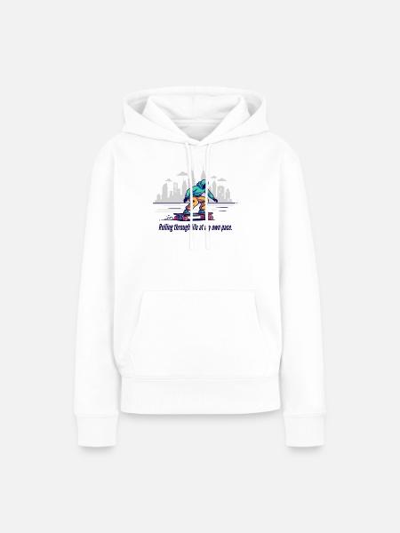 Rolling Through Life - Frauen Premium Bio Hoodie - Weiß