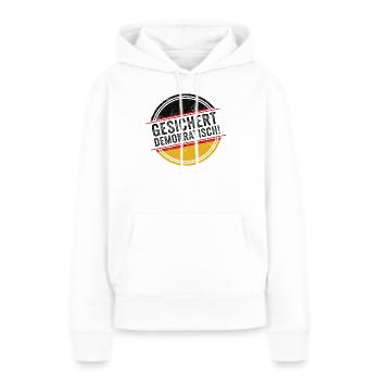Démocrate assuré - Sweat à capuche Premium bio Femme - blanc - Devant - Julia (174cm)