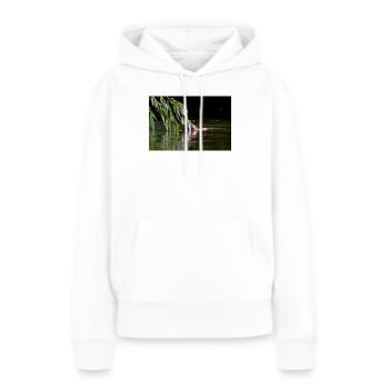 000_1106_DxO - Un castor sauvage mange des feuilles de saule - Sweat à capuche Premium bio Femme - blanc - Devant - Julia (174cm)