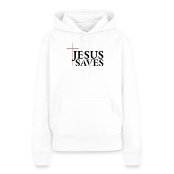 Jesus Rettet - Frauen Premium Bio Hoodie - Weiß - Vorne - Julia (174cm)