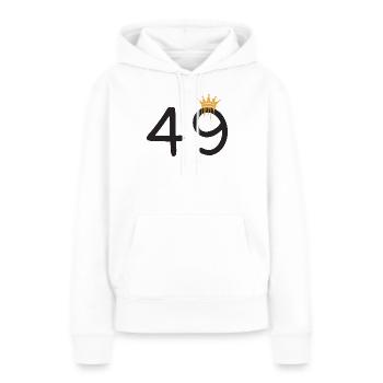 49 - Sweat à capuche Premium bio Femme - blanc - Devant - Julia (174cm)