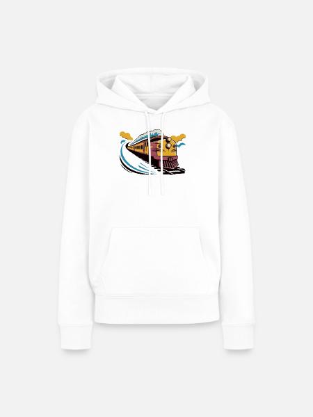 Retro-moderne Lokomotivillustration - Frauen Premium Bio Hoodie - Weiß