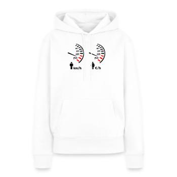 compteur de vitesse km/h et compteur de dépense  - Sweat à capuche Premium bio Femme - blanc - Devant - Julia (174cm)