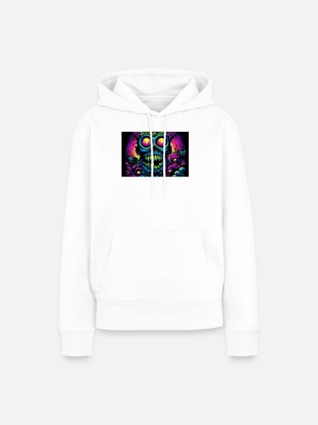 Glühender psychedelischer Schädel - Frauen Premium Bio Hoodie - Weiß