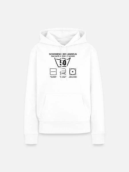 50. Geburtstag Waschsymbol lustig - Frauen Premium Bio Hoodie - Weiß