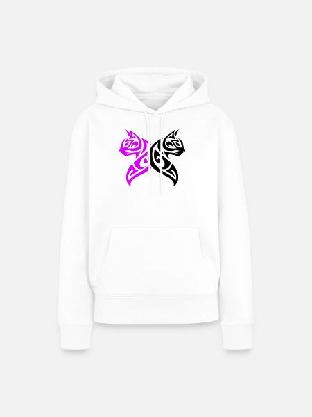 Katzen Tribal Kater Design - Frauen Premium Bio Hoodie - Weiß