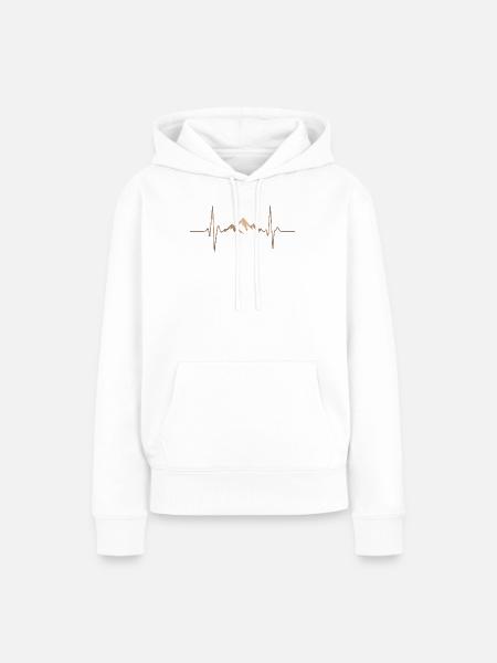 Gebirgslandschaft mit Herzschlag-Motiv - Frauen Premium Bio Hoodie - Weiß