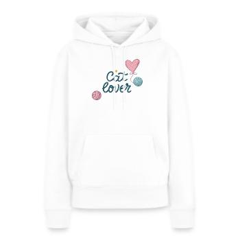 Amour félin avec ballons roses et cœurs - Sweat à capuche Premium bio Femme - blanc - Devant - Julia (174cm)