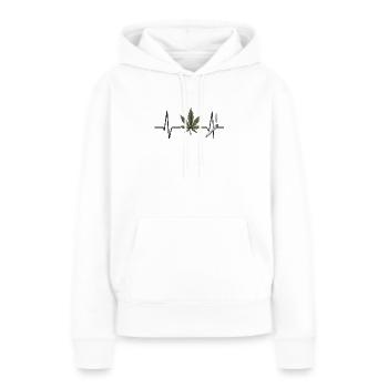 Marijuana und Herzschlag Design - Frauen Premium Bio Hoodie - Weiß - Vorne - Julia (174cm)