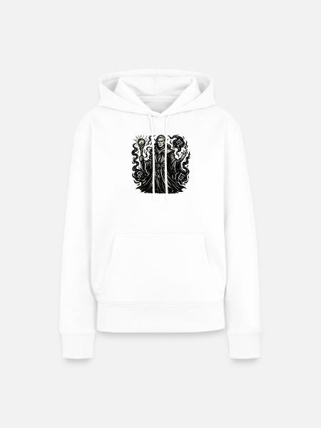 Mystischer Zauberer mit Symbolen - Frauen Premium Bio Hoodie - Weiß