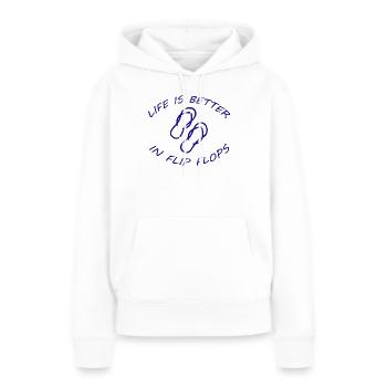 LA VIE EST MEILLEURE EN TONGS - Sweat à capuche Premium bio Femme - blanc - Devant - Julia (174cm)