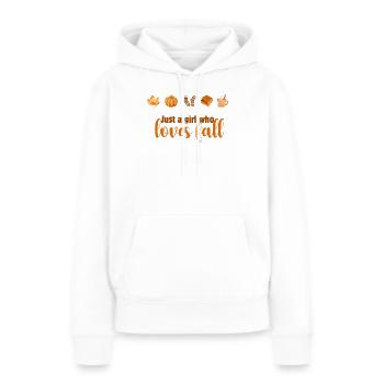 Herbstliebendes Mädchen Design, Fall Vibes - Frauen Premium Bio Hoodie - Weiß - Vorne - Julia (174cm)